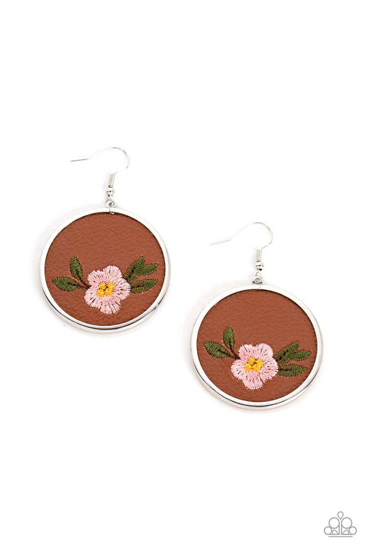 Paparazzi Prairie Patchwork- Pink Earrings Paparazzi Jewelry Images