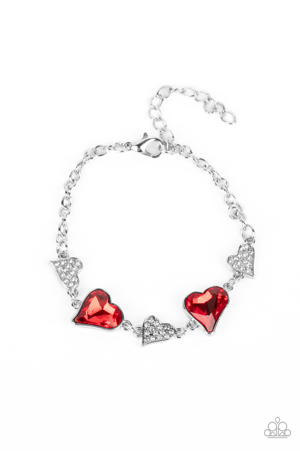 Paparazzi Cluelessly Crushing - Red Heart Bracelet -Paparazzi Jewelry Images