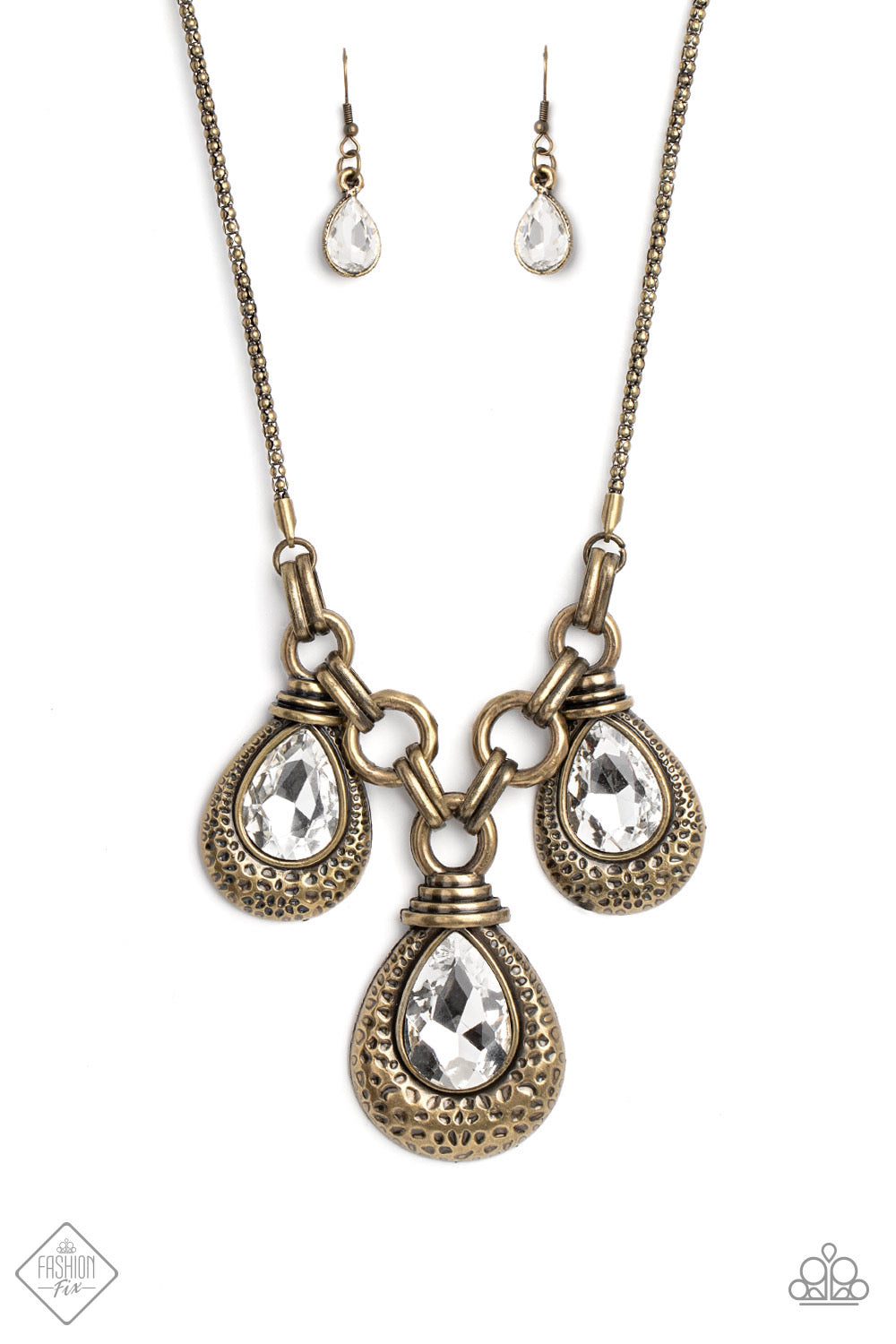 Paparazzi Built Beacon - Brass Necklace- Fashion Fix January 2023-Paparazzi Jewelry Images 