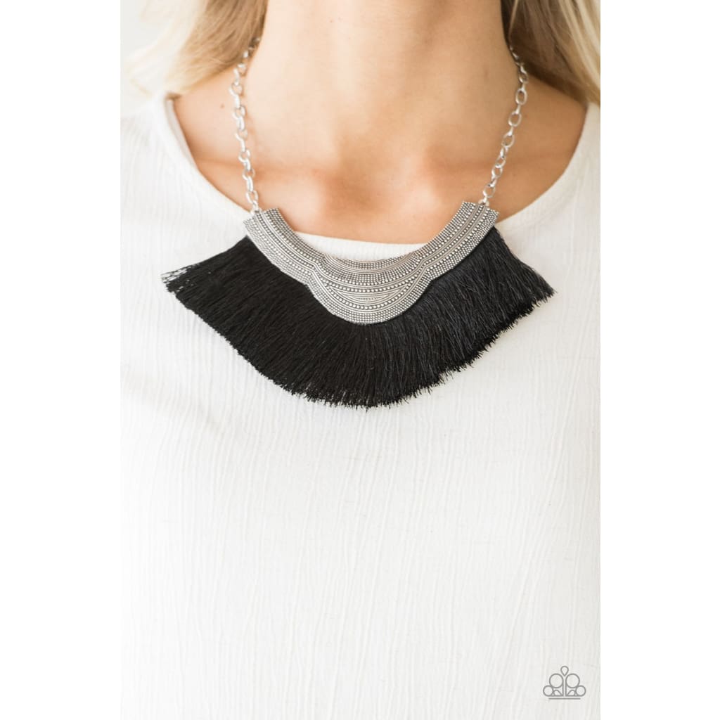Paparazzi My PHARAOH Lady - Black Fringe Necklace - A Finishing Touch