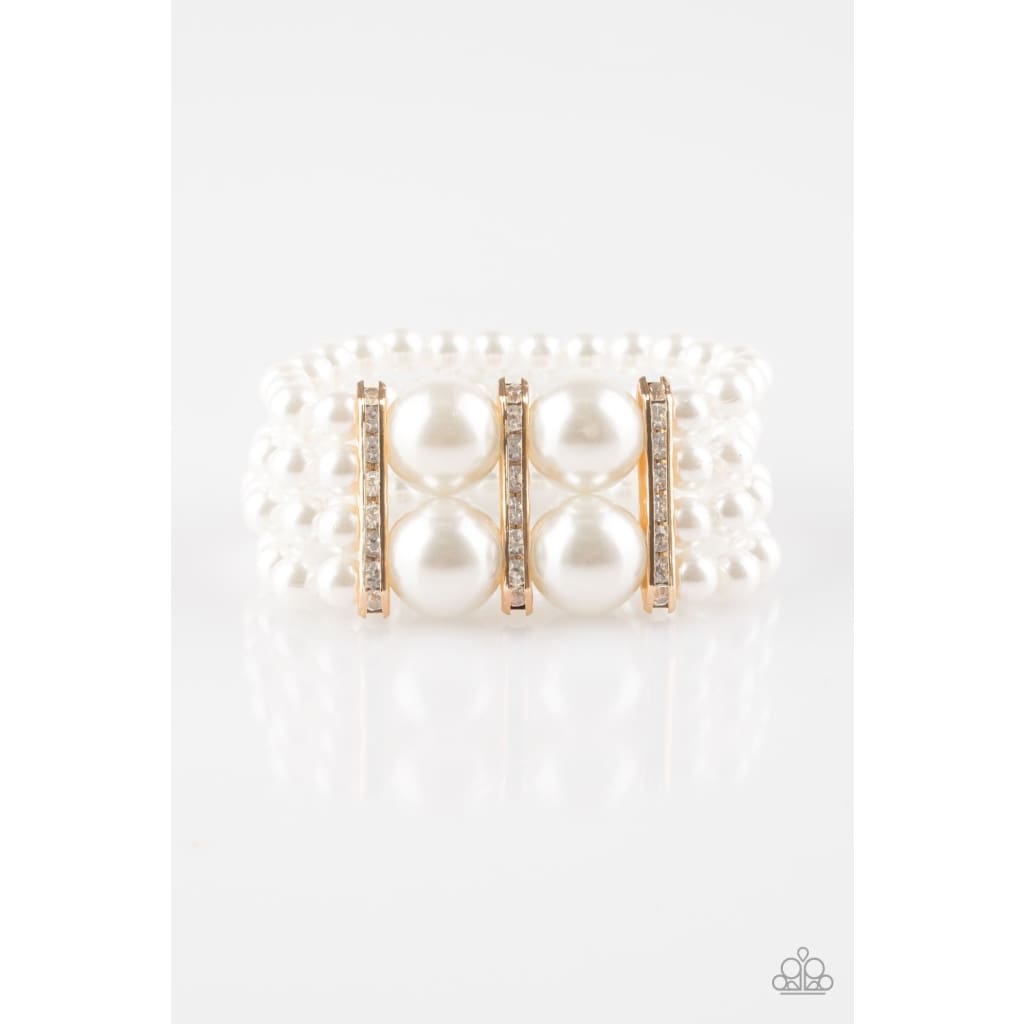 Paparazzi Romance Remix - Gold Pearl Bracelet - A Finishing Touch