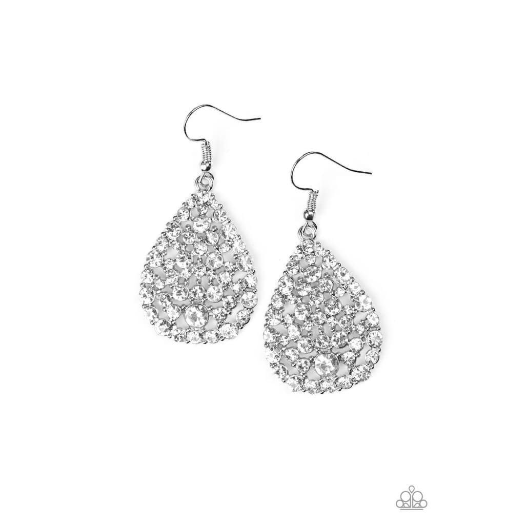 Paparazzi Sparkle Brighter - White Earrings - A Finishing Touch