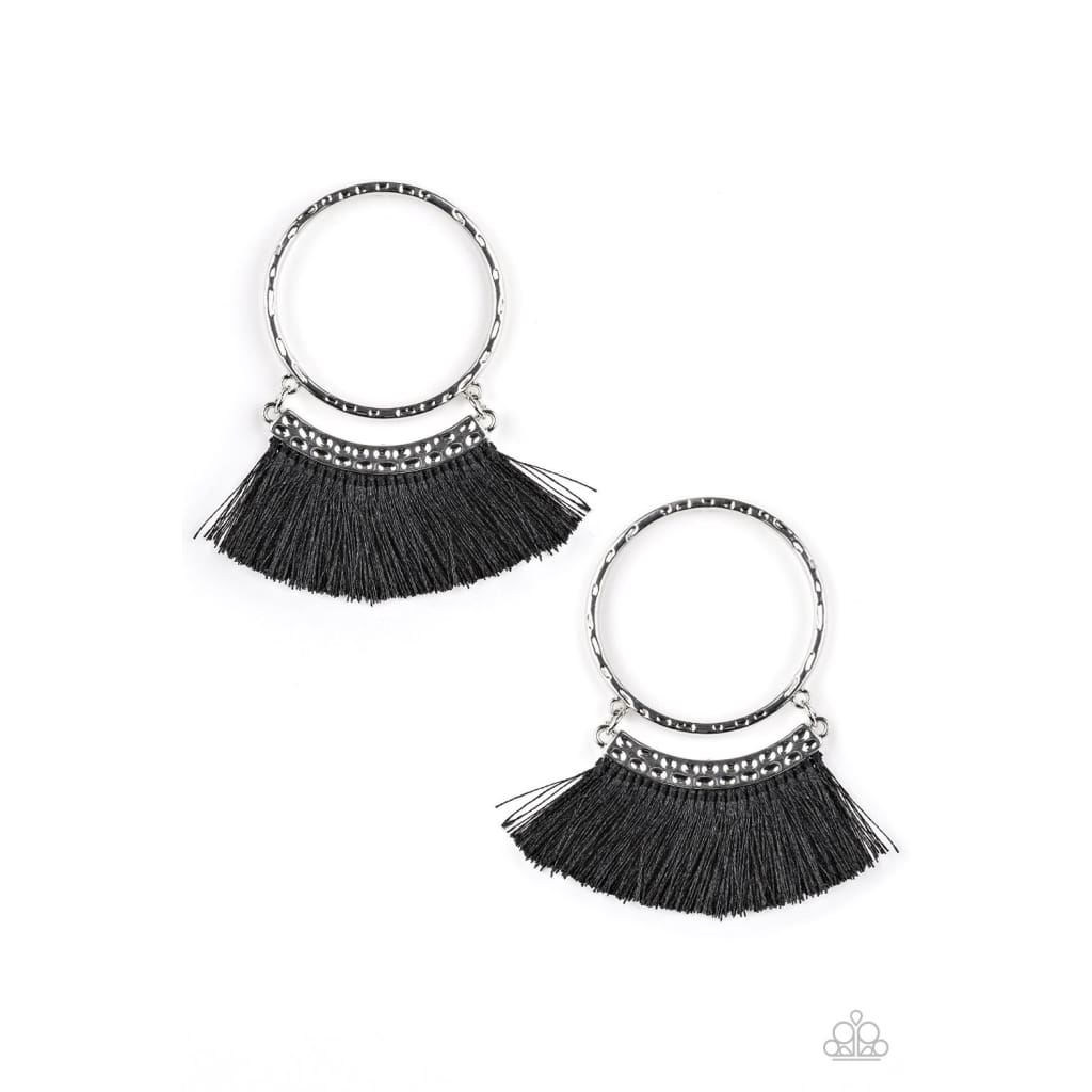 Paparazzi This Is Sparta! - Black Hoop Earrings - A Finishing Touch