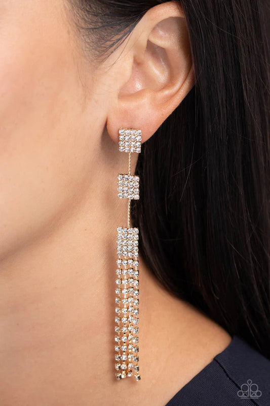 A Finishing Touch Fiercely Free-Falling - Gold Post Earrings