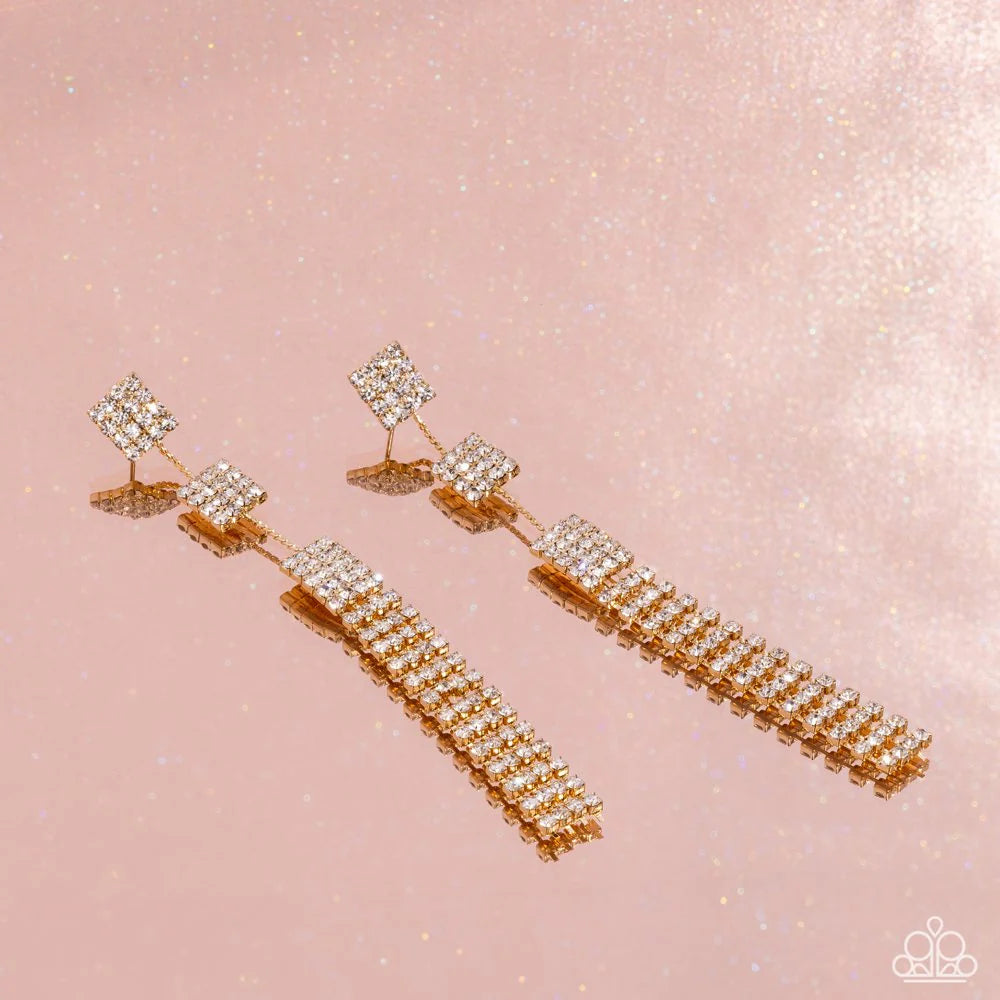 A Finishing Touch Fiercely Free-Falling - Gold Post Earrings