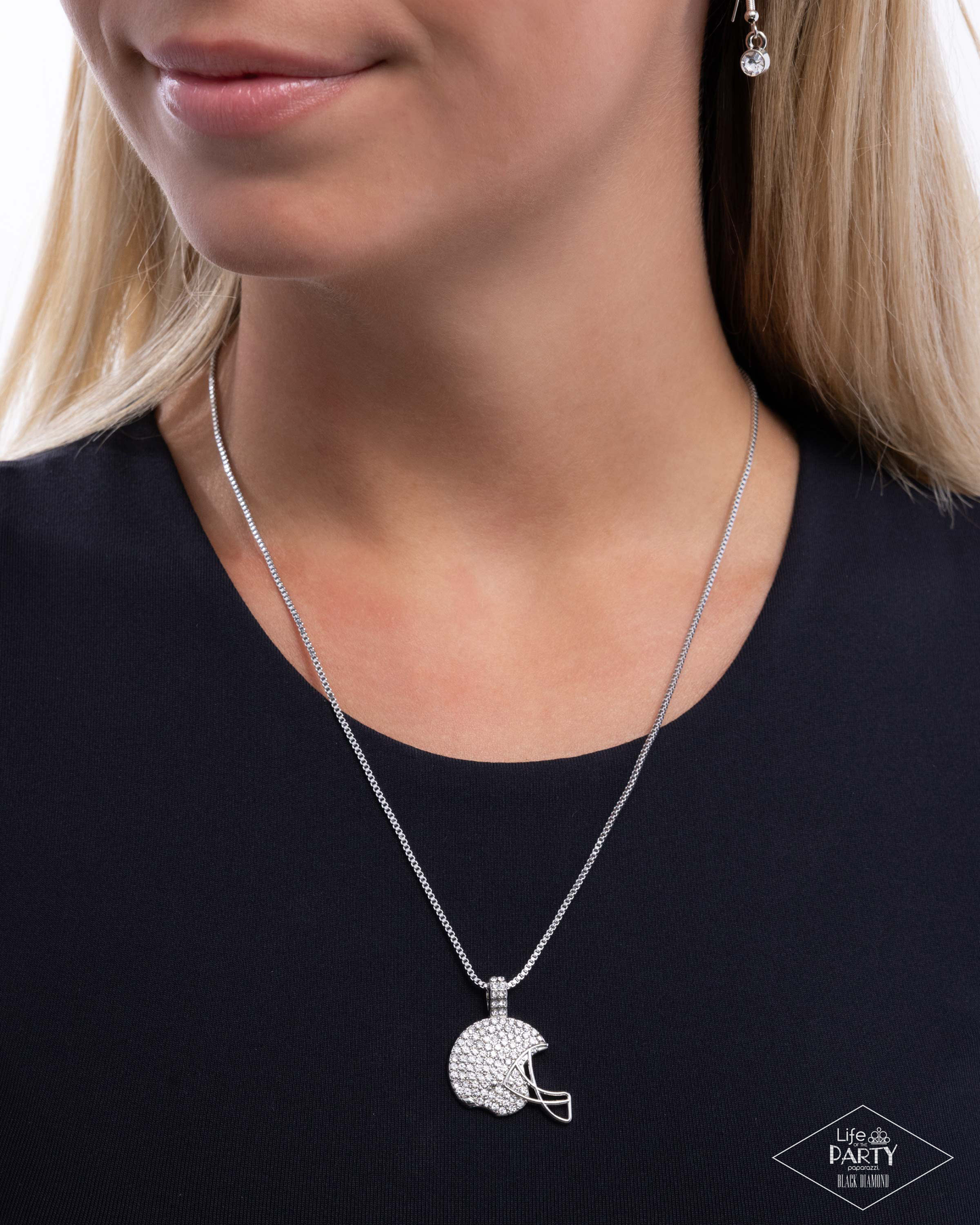 A Finishing Touch Touchdown Twinkle - White Football Necklace