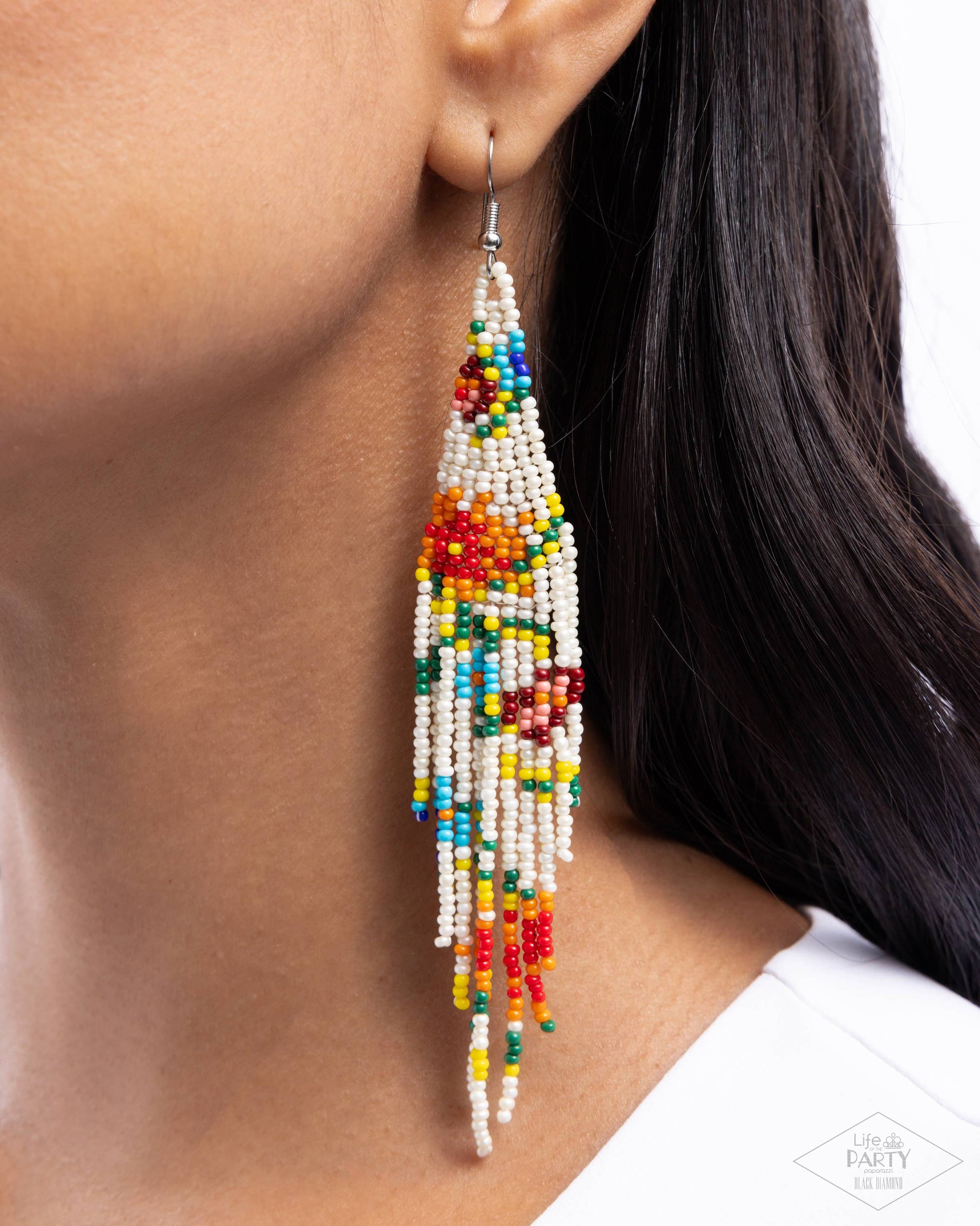 Paparazzi Beaded Gardens White Seed Bead Earrings – A Finishing