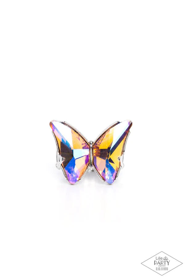 Butterfly Jewelry - Paparazzi Fluorescent Flutter - Orange Ring Paparazzi jewelry image