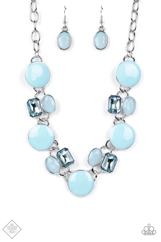 Paparazzi Dreaming in MULTICOLOR Blue Necklace and Drop a TINT Blue Post Earring 2 Piece set