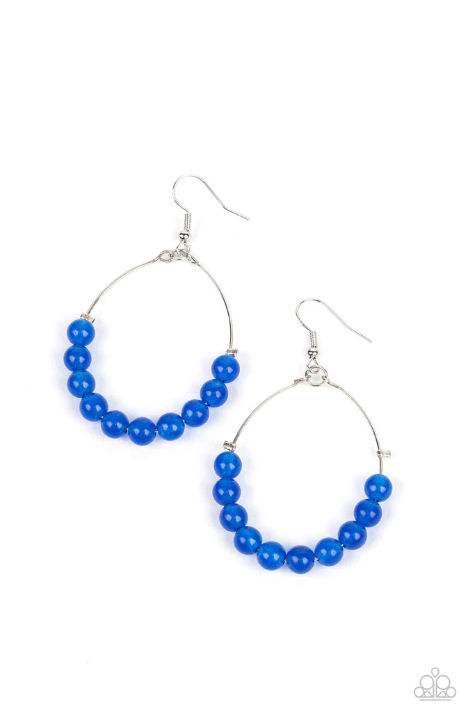 Bead Hoop Earrings - Paparazzi Catch a Breeze - Blue Earrings Paparazzi Jewelry Images 