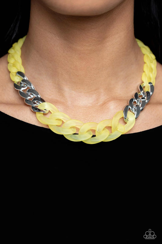 Paparazzi Curb Your Enthusiasm - Yellow Necklace Paparazzi Jewelry image