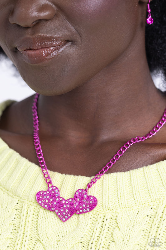 A Finishing Touch Low-Key Lovestruck - Pink Necklace and Lovestruck Lineup - Pink Bracelet Set