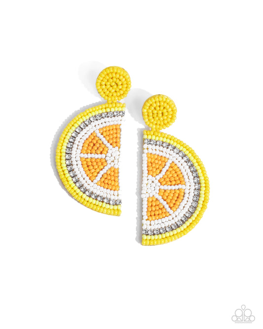 Paparazzi Lemon Leader - Yellow Earrings