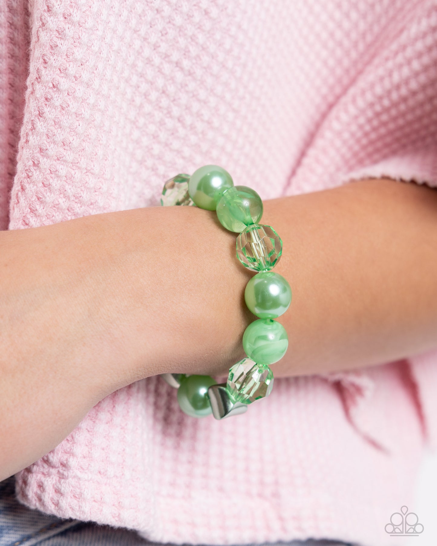 A Finishing Touch Plentiful Pearls - Green Necklace and Plentiful Pigment - Green Bracelet 2 Piece Set