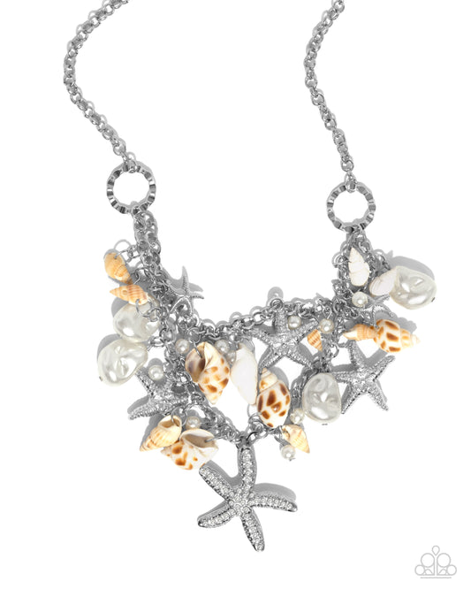 Paparazzi Seashell Shanty - White Necklace and Seashell Song - White Bracelet - 2 piece set