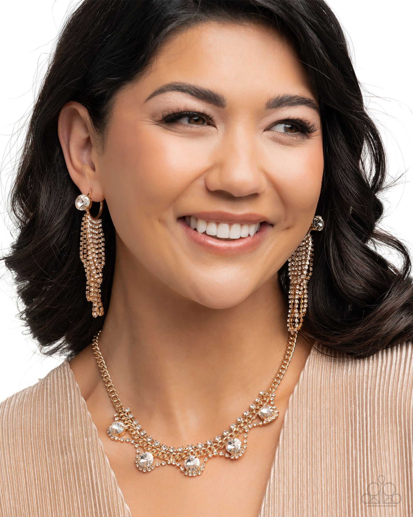 A Finishing Touch Never Enough Elegance - Gold Necklace and Ceaseless Chic - Gold Earrings 2pc Set