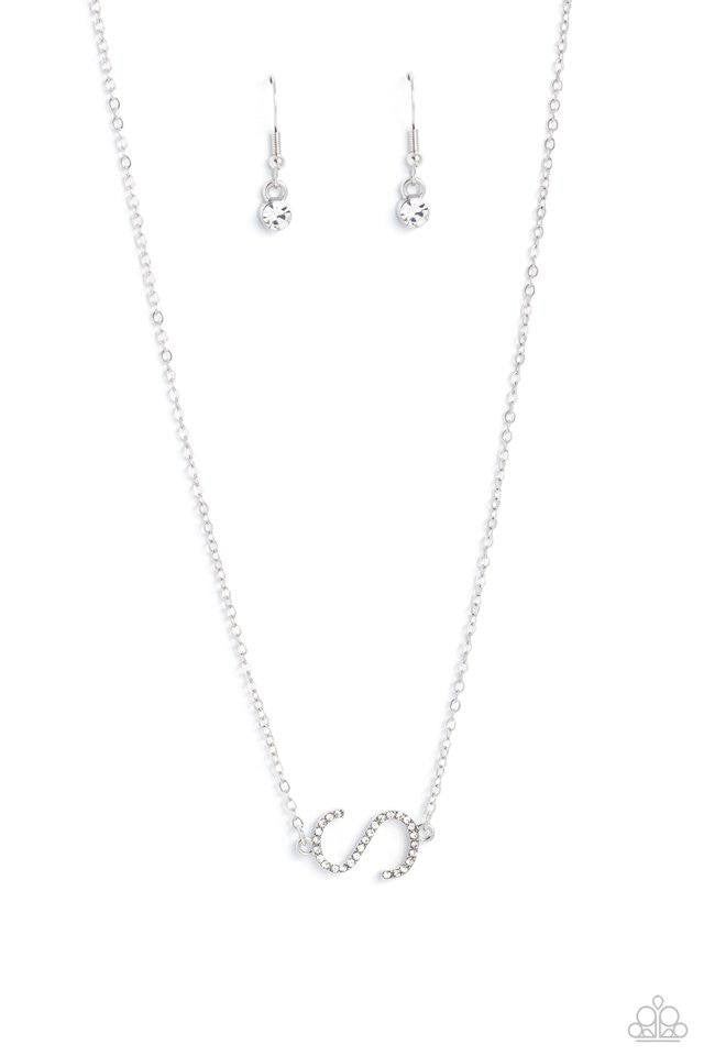 Paparazzi INITIALLY Yours - S - White Necklace