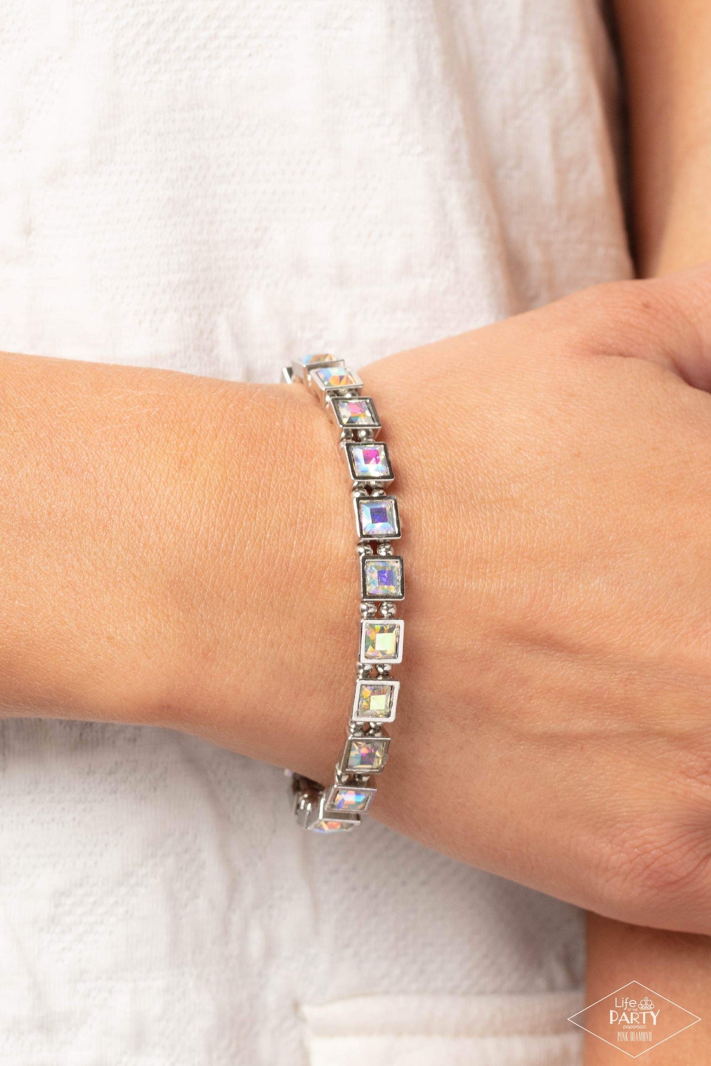 A GLAM Of Few Words - Multi Iridescent Bracelet - Pink Diamond Life of the Party Paparazzi jewelry image