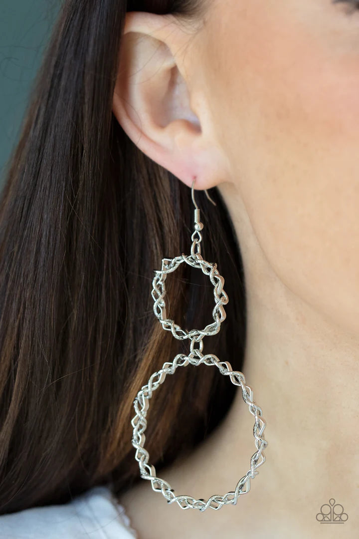 Paparazzi Earrings - Paparazzi Twist of Fabulous - Silver Earring Paparazzi jewelry image