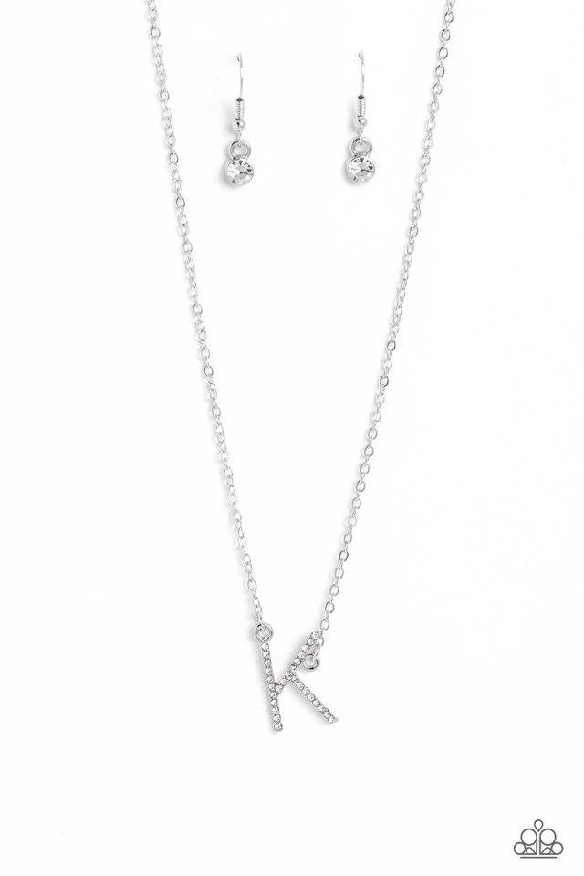 Paparazzi Leave Your Initials Silver M Necklace & Earring Set