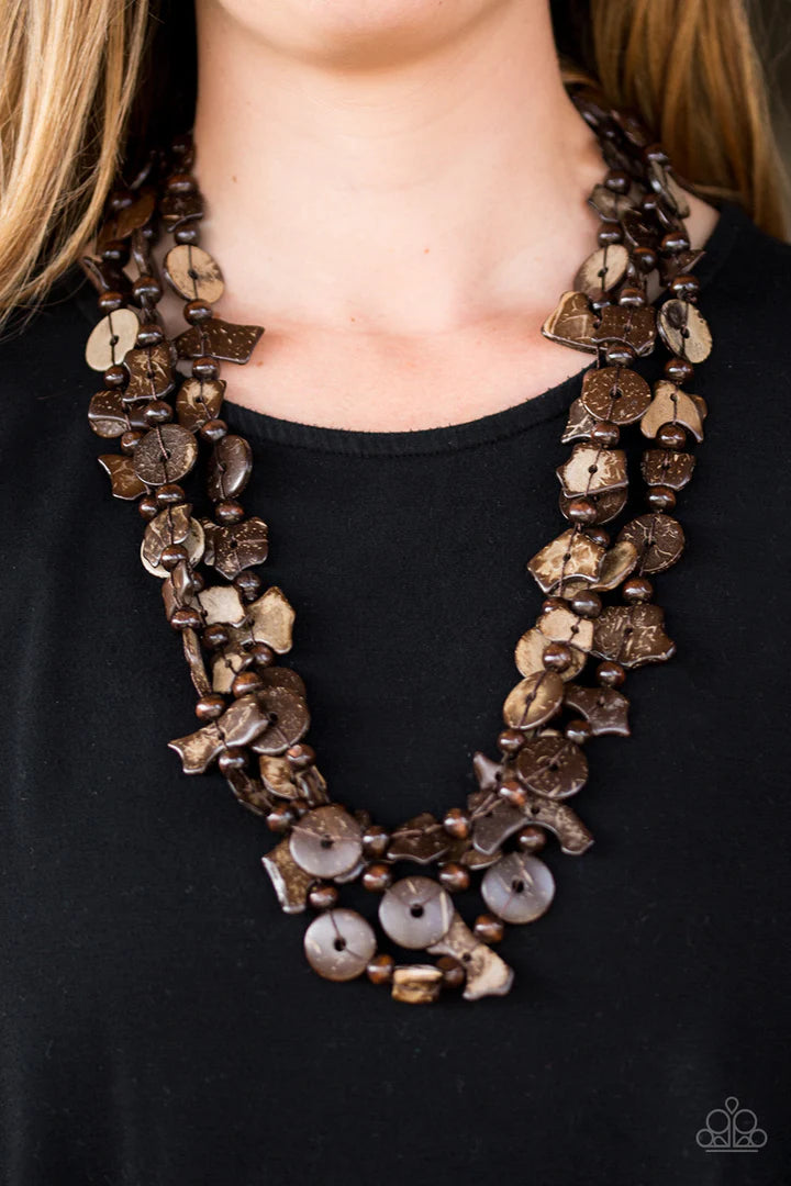 Wood Jewelry - Paparazzi Living The Tropical Life - Brown Necklace Paparazzi jewelry image