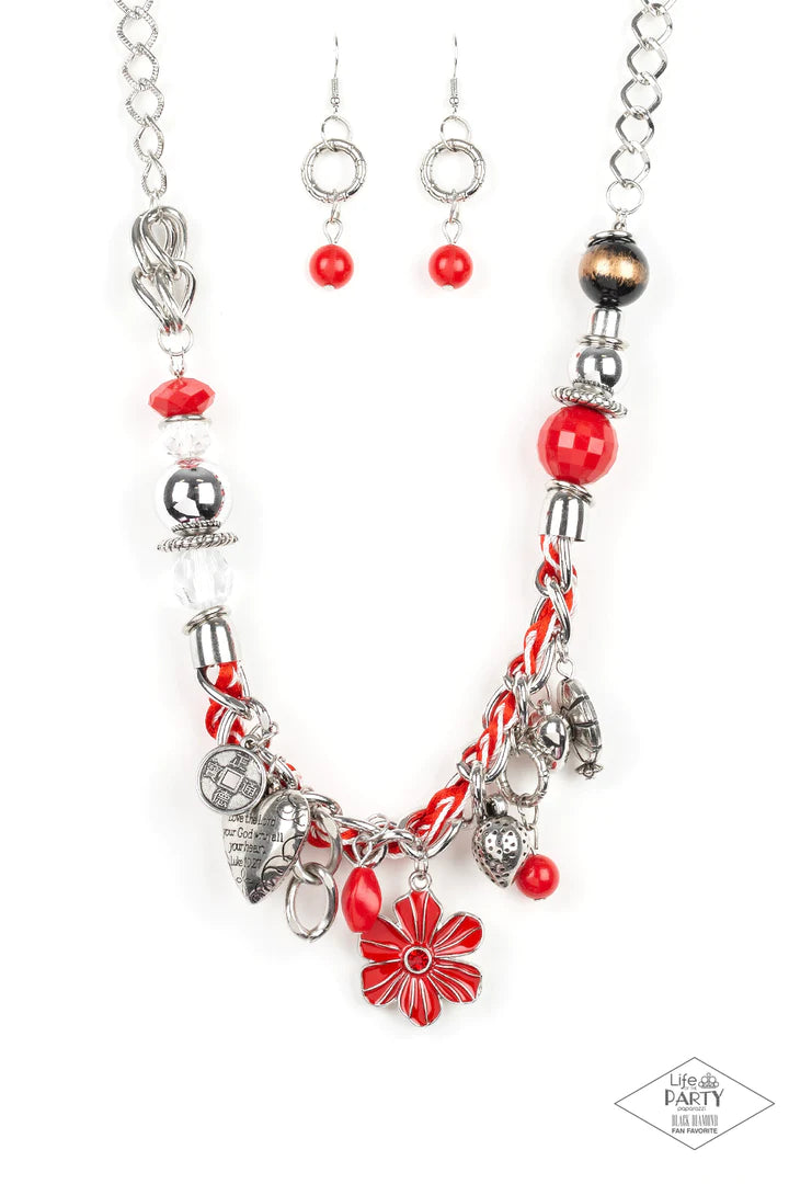 Paparazzi Charmed, I Am Sure - Red Necklace