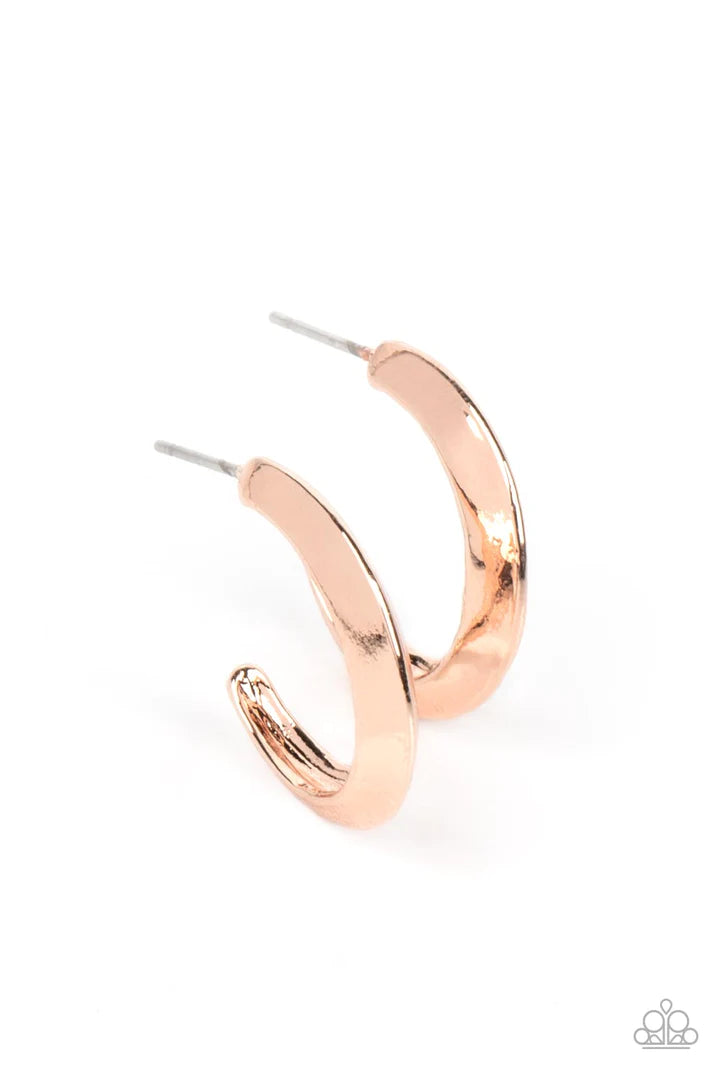 Paparazzi Bevel Up - Rose Gold Hoop Earring
