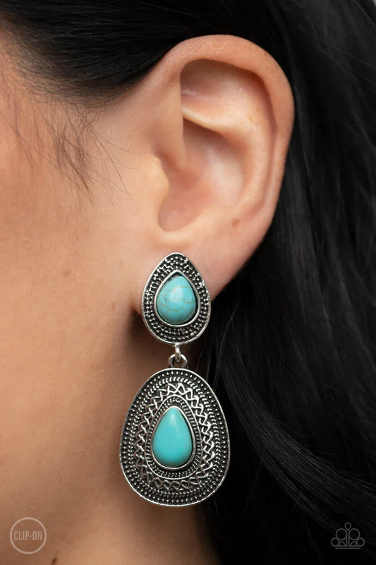 Silver Dangle Earrings - Paparazzi Country Soul - Blue Earring Paparazzi jewelry image