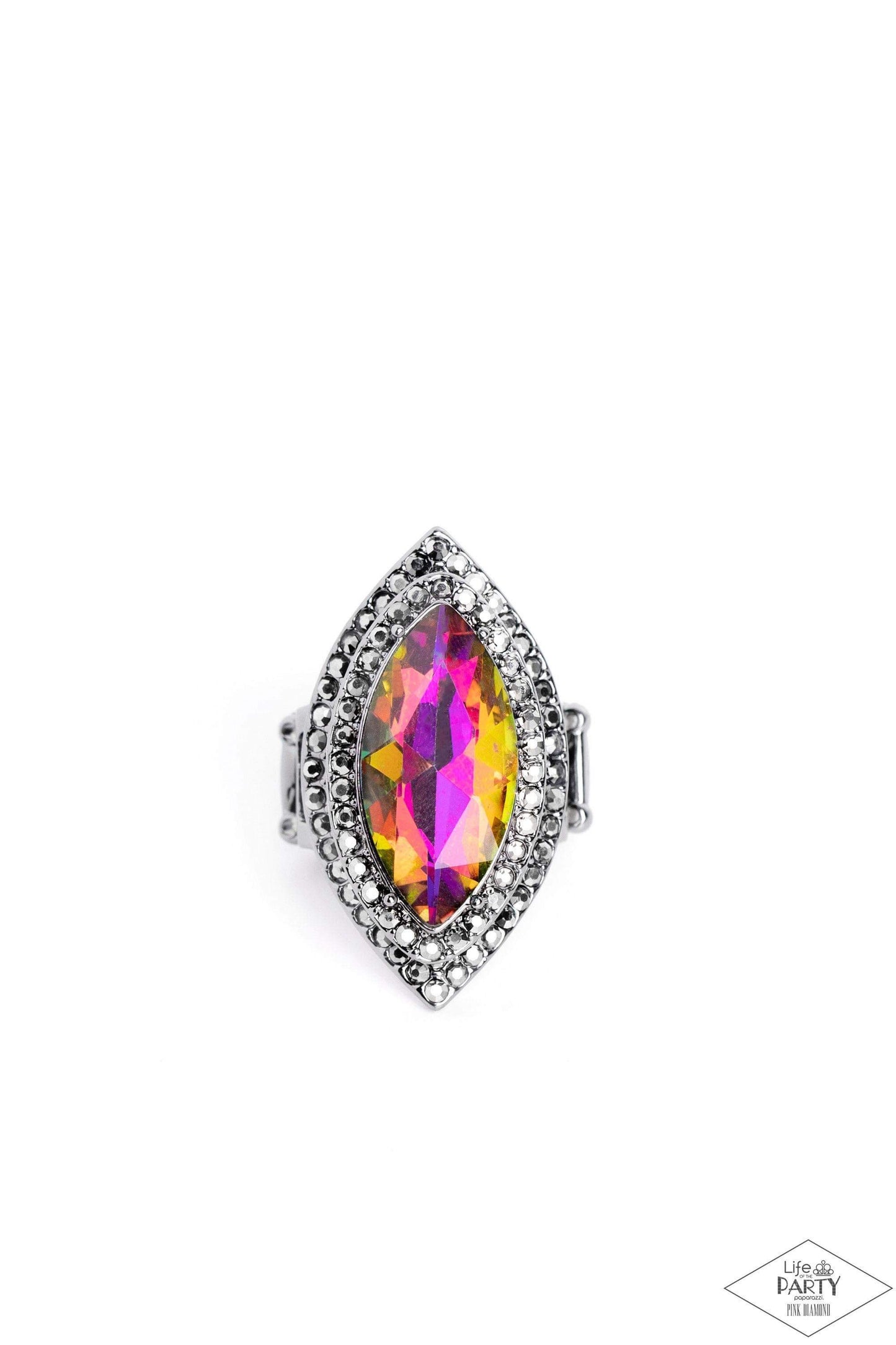 Paparazzi Jaw-Dropping Dazzle - Multi Oil Spill Ring - Pink Diamond Life of the Party Exclusive