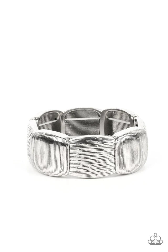 Stretchy Bracelets - Paparazzi Prairie Block - Silver Bracelet Paparazzi Jewelry Images 