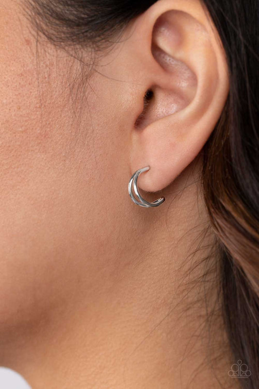 Paparazzi Charming Crescents - Silver Hoop Earrings