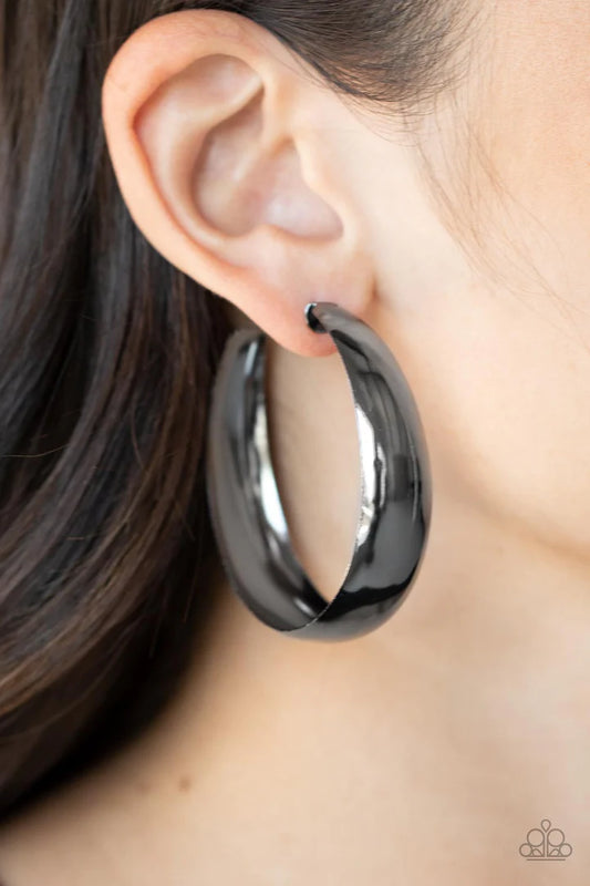 A Finishing Touch Flat Out Flawless - Black Hoop Earring