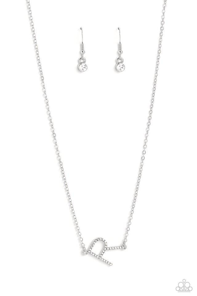 Paparazzi INITIALLY Yours - R - White Necklace