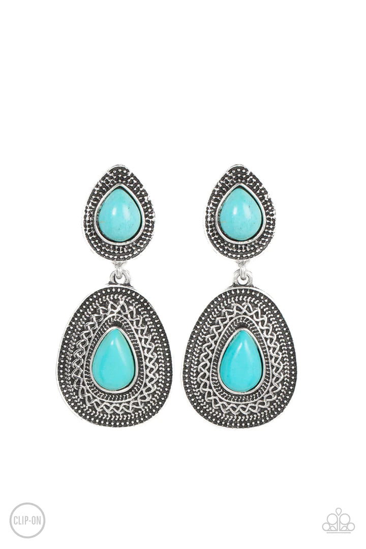 Silver Dangle Earrings - Paparazzi Country Soul - Blue Earring Paparazzi jewelry image