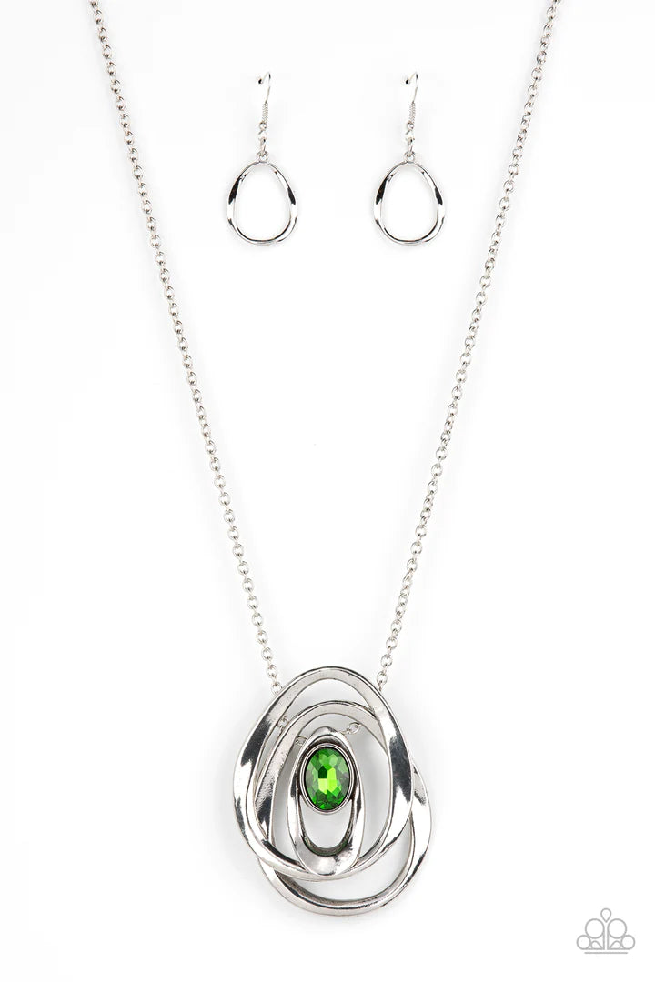 Paparazzi Luminous Labyrinth - Green Necklace Paparazzi Jewelry Images 