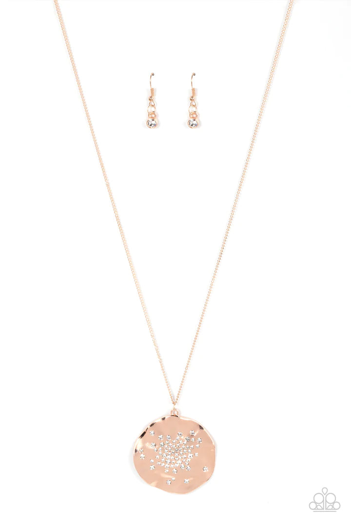 Paparazzi Boom and Combust - Rose Gold Necklace Paparazzi Jewelry Images 