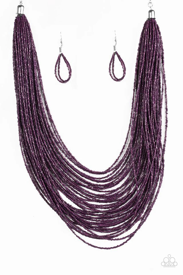 Seed Bead Necklace - Paparazzi Ice Storm - Purple Necklace Paparazzi jewelry image