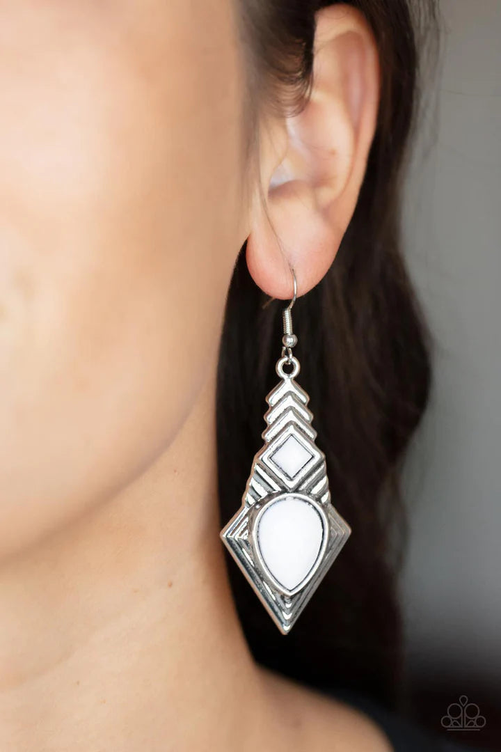 Paparazzi Stylishly Sonoran - White Earrings Paparazzi Jewelry Images 