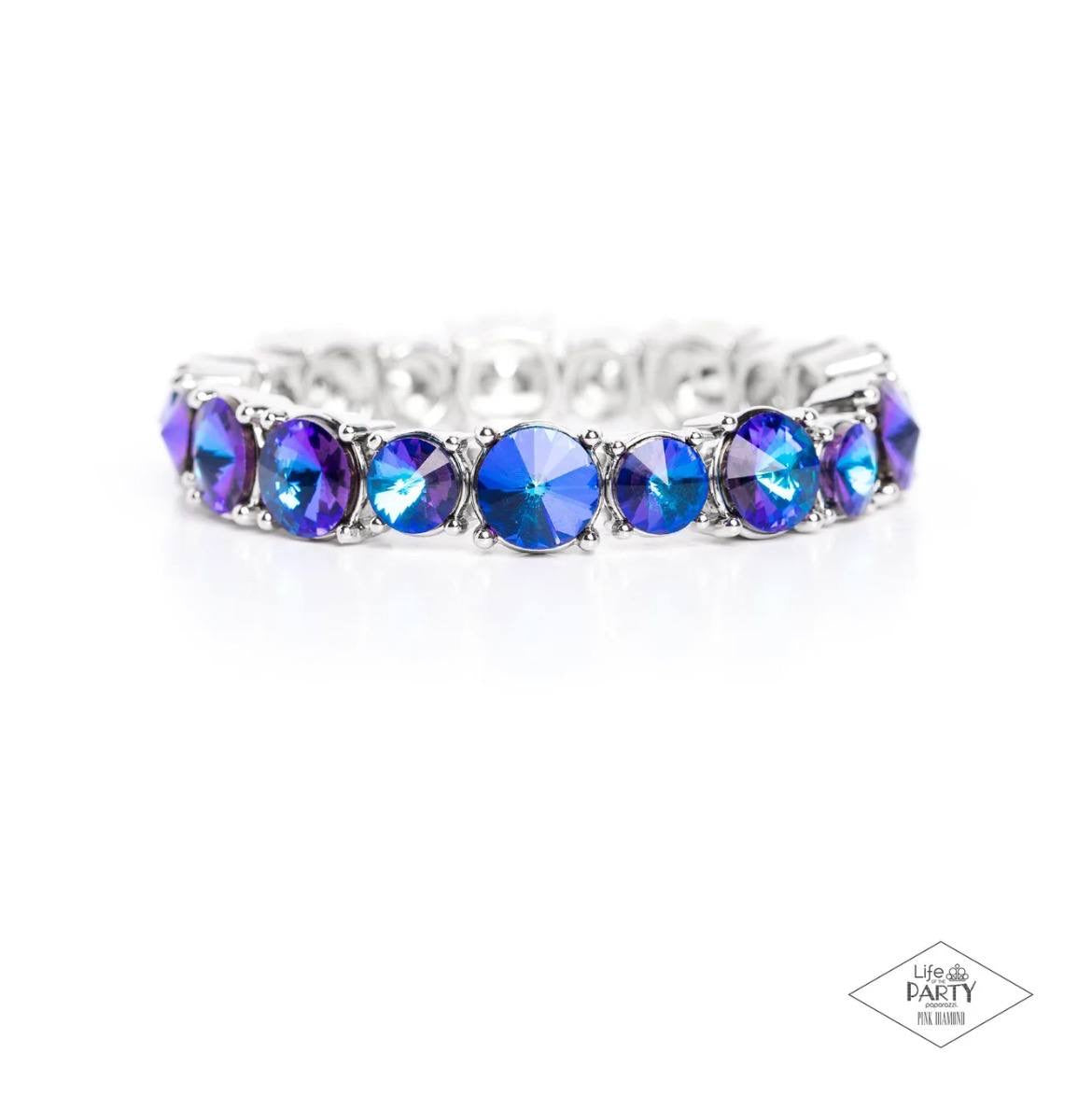 Stretchy Bracelets - Paparazzi Born To Bedazzle - Blue Bracelet Paparazzi Jewelry Images 