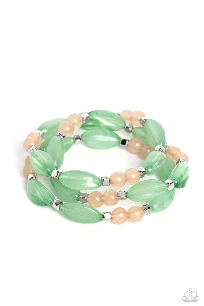 Jewelry Set - I BEAD You Now Green Necklace - Bead Drill Stretchy Bracelet Paparazzi jewelry image