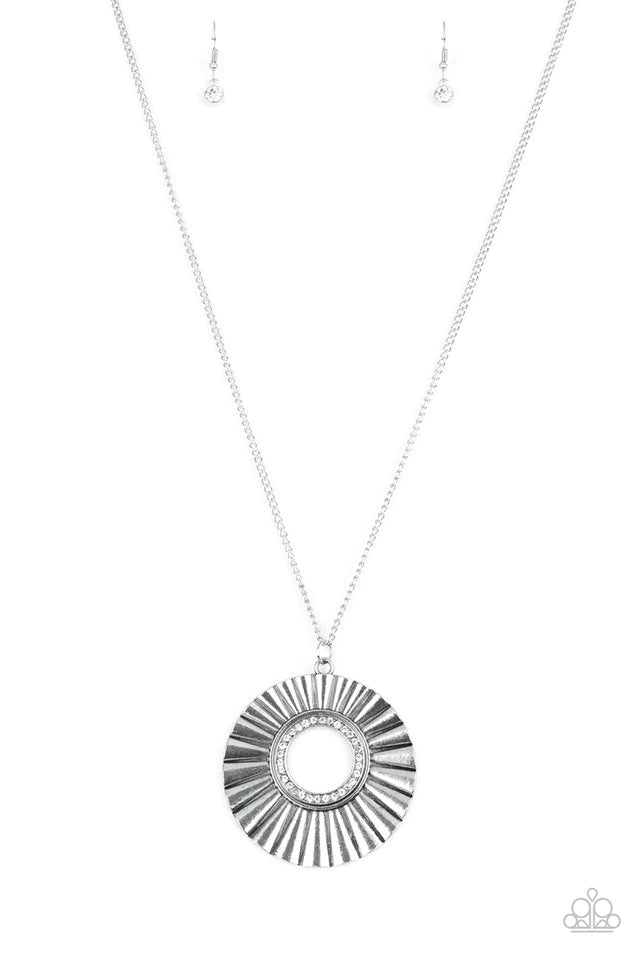 Long Necklace - Paparazzi Chicly Centered - White Necklace Paparazzi jewelry image