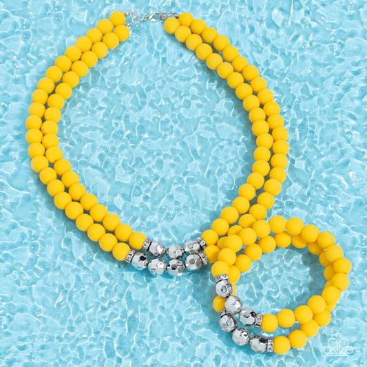 Paparazzi 2 Piece Set: Summer Splash - Yellow Necklace & Dip and Dive - Yellow Bracelet