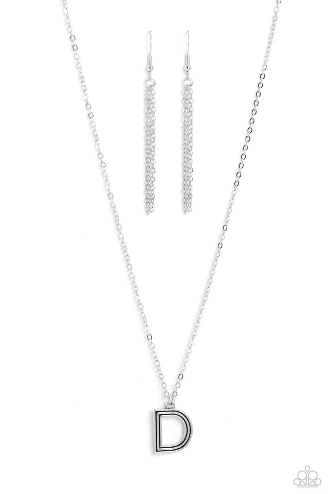 Paparazzi Leave Your Initials - Silver Necklace - D Necklace