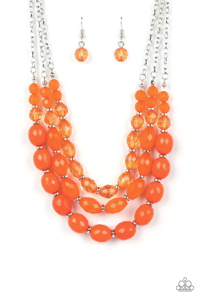 Paparazzi Tropical Hideaway - Orange Necklace Paparazzi Jewelry Images 