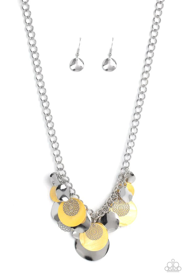 Paparazzi Oceanic Opera - Yellow Necklace Paparazzi Jewelry Images 