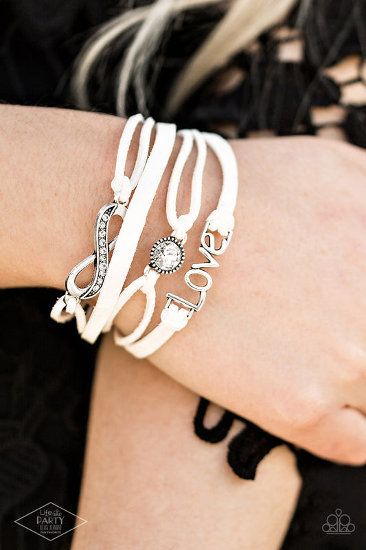 Paparazzi Infinitely Irresistible - White Bracelet - Black Diamond Life of the Party Exclusive - A Finishing Touch Jewelry