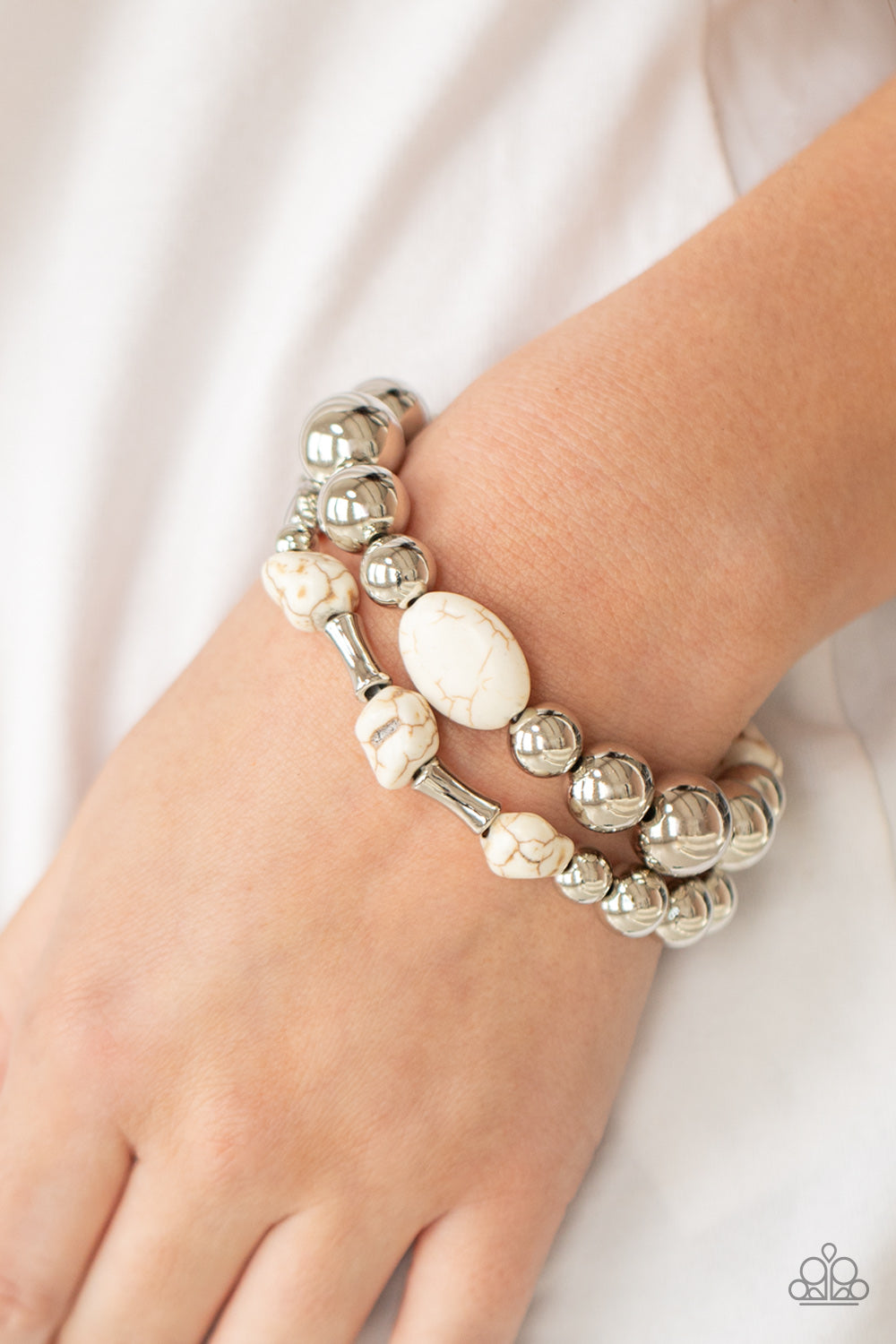 Paparazzi Authentically Artisan - White Bracelet - A Finishing Touch Jewelry