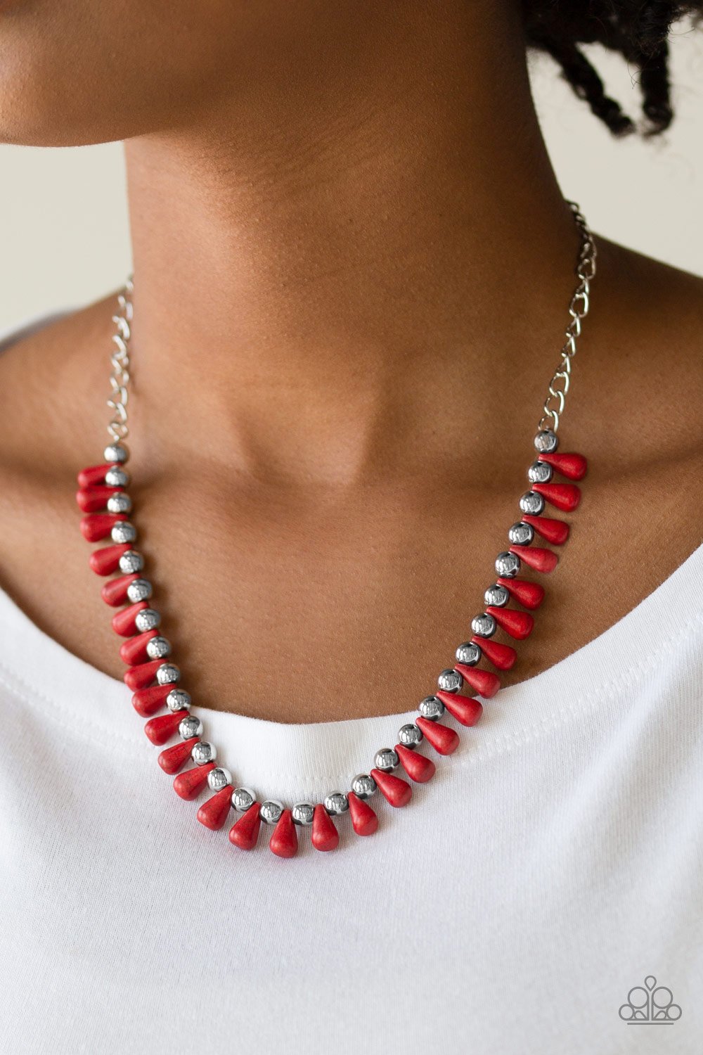 Paparazzi Extinct Species - Red Stone Necklace - A Finishing Touch Jewelry