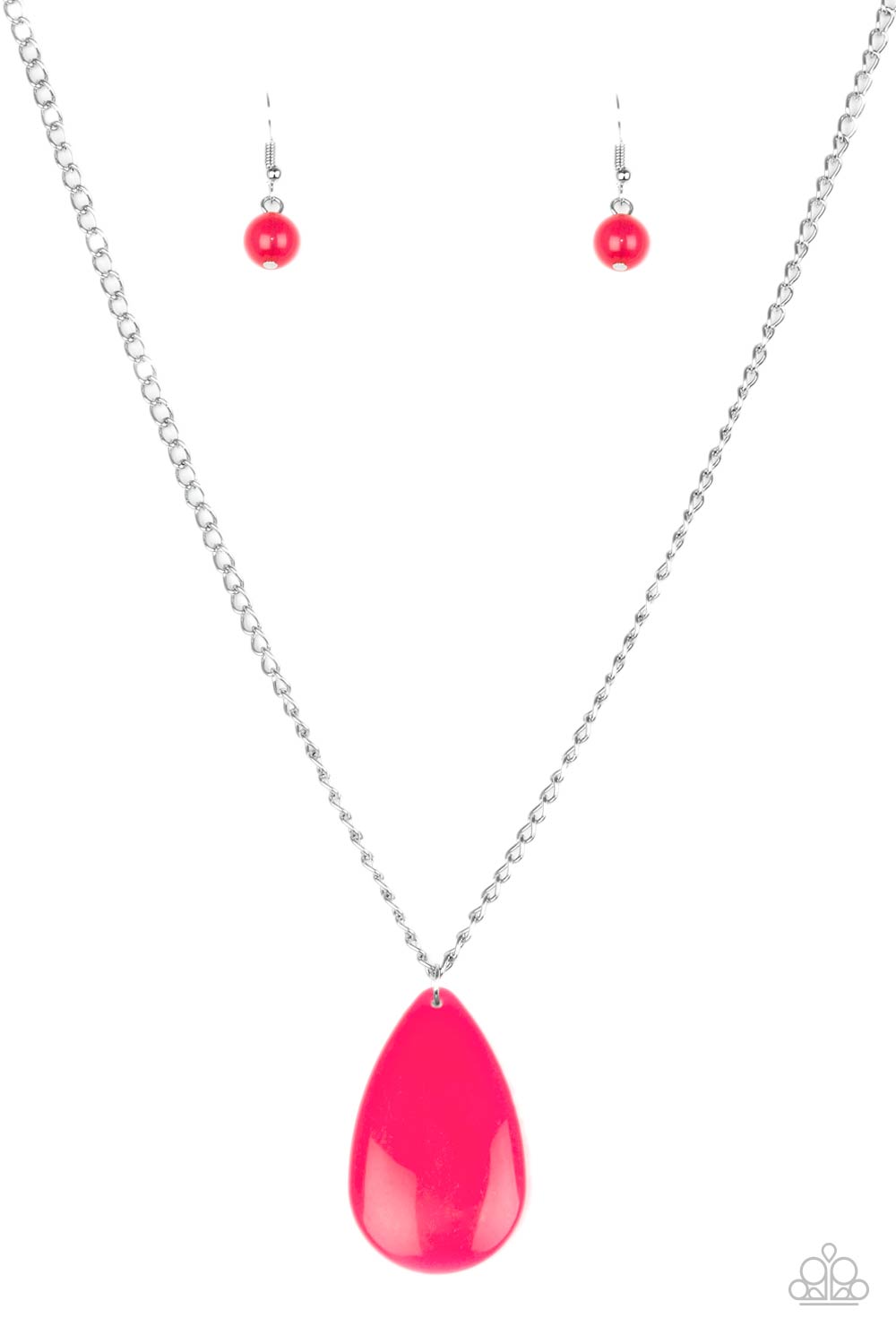 Paparazzi So Pop-YOU-lar - Pink Teardrop Necklace - A Finishing Touch Jewelry