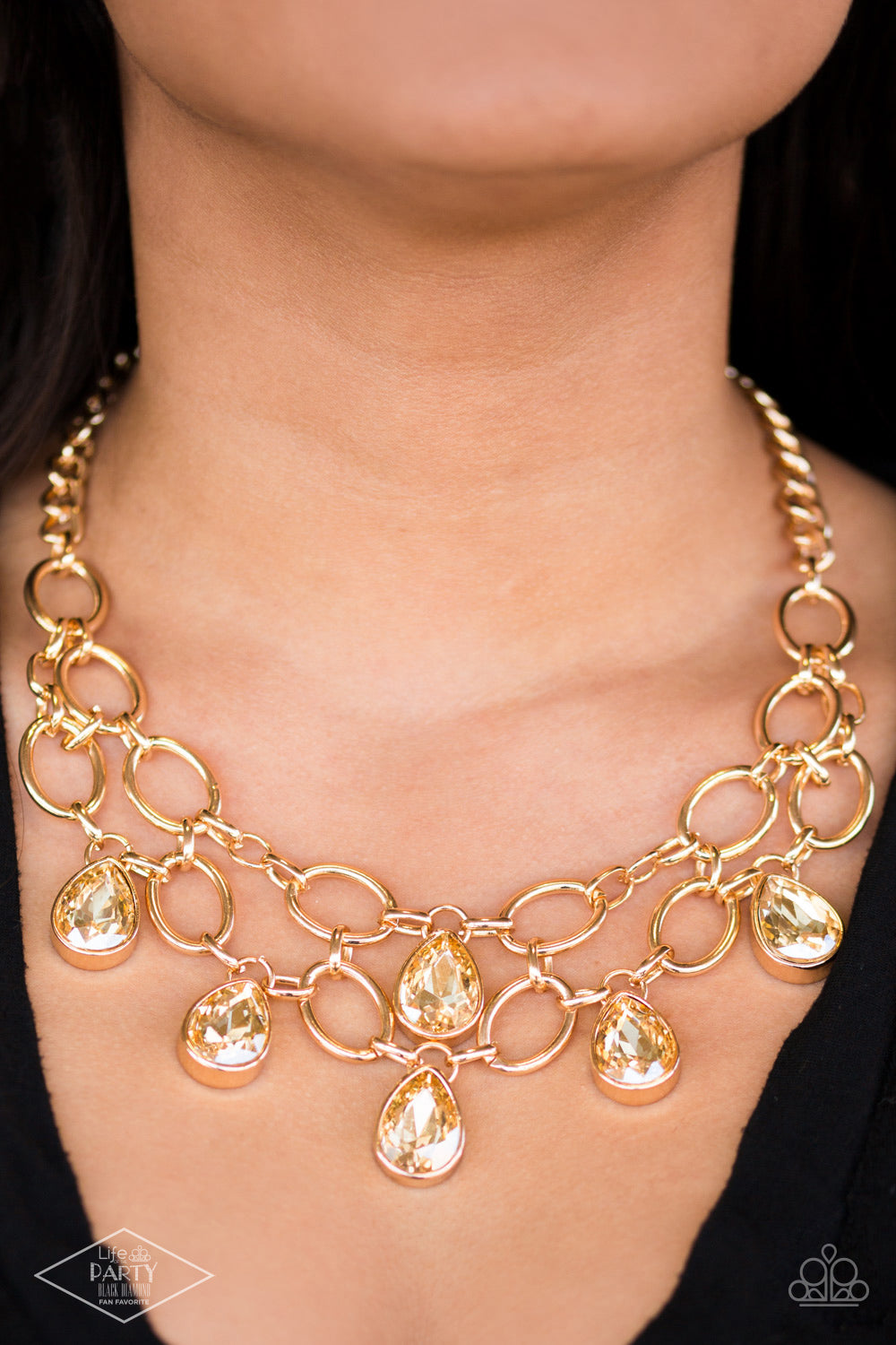 Paparazzi Show-Stopping Shimmer - Gold Necklace - Life of the Party Exclusive - A Finishing Touch Jewelry